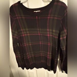 Loft Outlet Green Plaid Tunic Shirt Size XL. Black Pink Green 100% Cotton